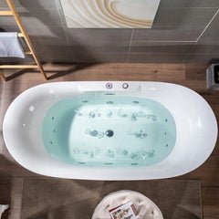 72" Whirlpool and Air Bubble Freestanding Heated Bathtub