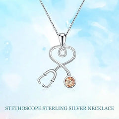 Nurse Stethoscope Necklace 925 Sterling Silver with Charm Pendant frendzys