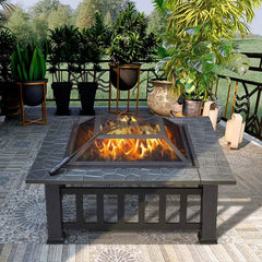 Handerson 14.4" H X 32" W Wood Burning Outdoor Fire Pit with Lid and Cover