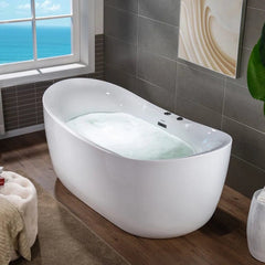 72" Whirlpool and Air Bubble Freestanding Heated Bathtub