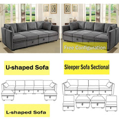 Toxi 8 - Piece Upholstered Sectional