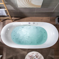 72" Whirlpool and Air Bubble Freestanding Heated Bathtub