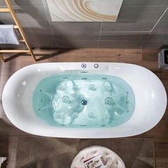 72" Whirlpool and Air Bubble Freestanding Heated Bathtub