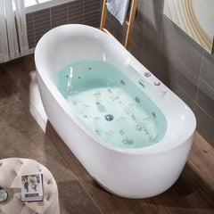 72" Whirlpool and Air Bubble Freestanding Heated Bathtub