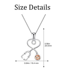 Nurse Stethoscope Necklace 925 Sterling Silver with Charm Pendant frendzys